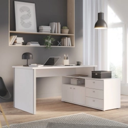 Białe biurko z komodą 140x70 cm